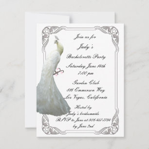 Custom White Peacock Bachelorette Party Invitation