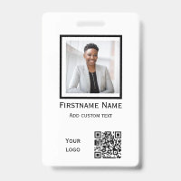 custom white photo employee badge ID qr code