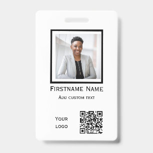 custom white photo employee badge ID qr code
