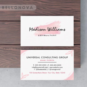 Custom White Pink And Black Cute Professional  Business Card