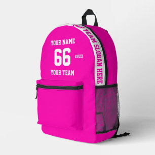 Custom white pink Name, Number, Team Sport Printed Backpack