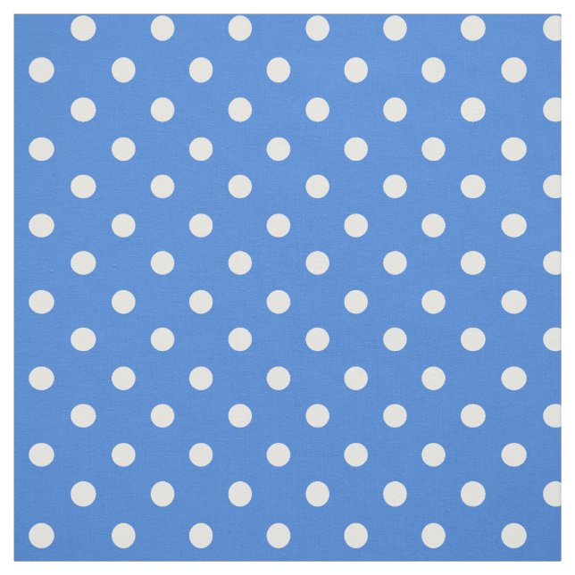 Custom White Polka Dots on Blue Patterned Fabric (Swatch)