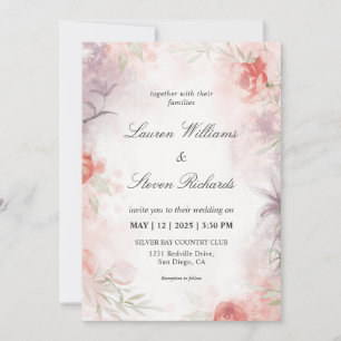 Custom White Purple Pink Soft Delicate Florals Invitation