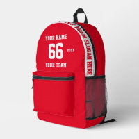 Custom white red Name, Number, Team Sport