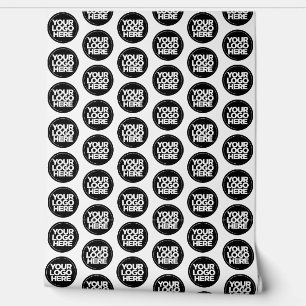 Custom White Repeating Logo Background Wallpaper