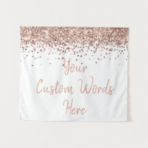 Custom White Rose Gold Birthday Party Photo Booth Tapestry