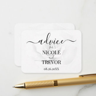 Custom White Rose Wedding Advice Card