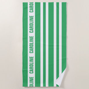 Custom White Sea Green Stripes Pattern Beach Towel