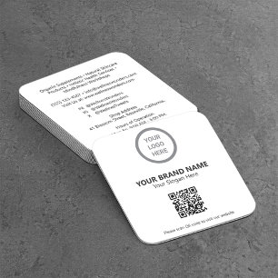 Custom White Small Business Premise Logo QR Code Square Business Card