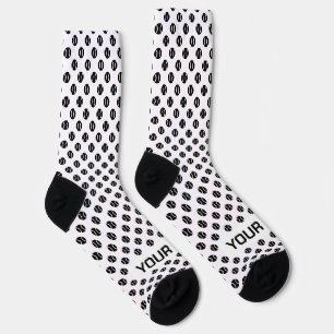 Custom white sports socks with tennis ball print