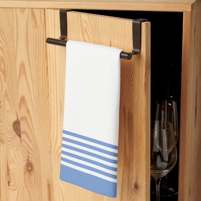 Custom white stripe bands kitchen towel (Thirds Fold)