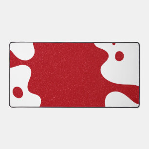 Custom White & Tomato Red Blob Desk Mat