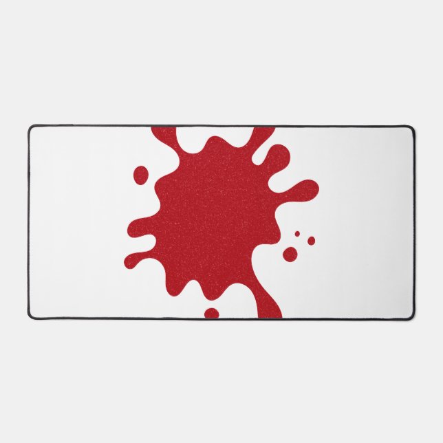Custom White & Tomato Red Ink Splash Desk Mat (Front)
