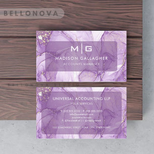 Custom White Violet Purple Agate Professional Business Card