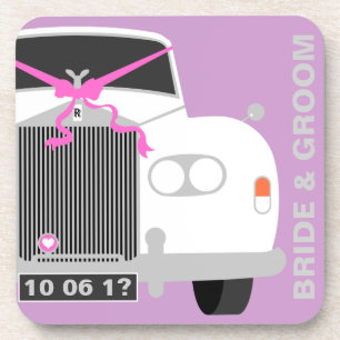 Custom white Wedding Car / Limo gift Coaster