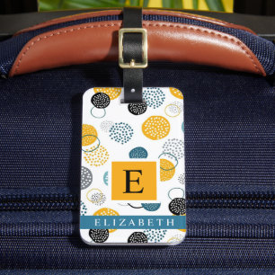 Custom White Yellow Blue Black Abstract Pattern Luggage Tag