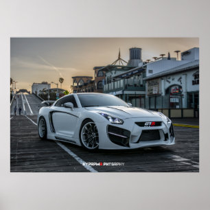 Custom Widebody Nissan GT-R with LEDs Poster