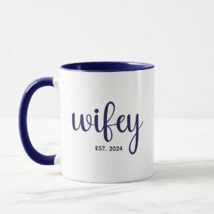 Custom Wifey EST Year Couple Wedding Anniversary Mug