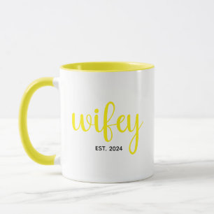 Custom Wifey EST Year Couple Wedding Anniversary Mug