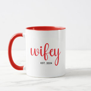 Custom Wifey EST Year Couple Wedding Anniversary Mug