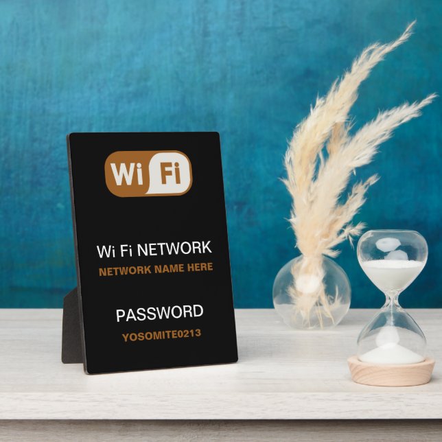 Custom WiFi Network Password Info Black Colour Plaque (Side)