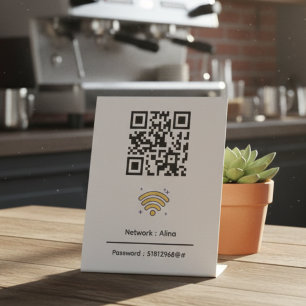 Custom Wifi QR Code   Network Password Modern Pedestal Sign
