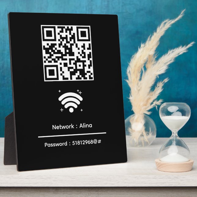 Custom Wifi QR Code | Network Password Modern Plaque (Side)