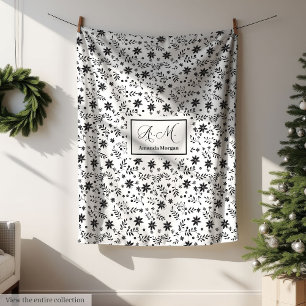 Custom Wildflower Blanket Minimalist Monogram Art