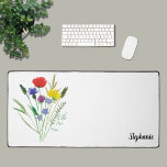 Custom Wildflower Desk Mat<br><div class="desc">This floral desk mat is decorated with watercolor wildflowers and stylish typography.
Easily customisable.
Original Watercolor © Michele Davies.</div>