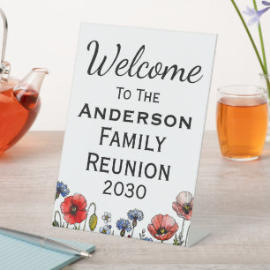 Custom Wildflower Family Reunion Welcome Pedestal Sign