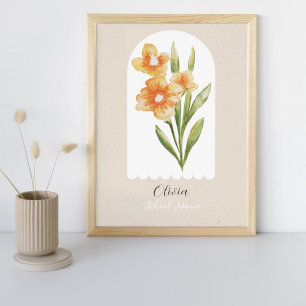 Custom Wildflower Floral Script Name Photo Print