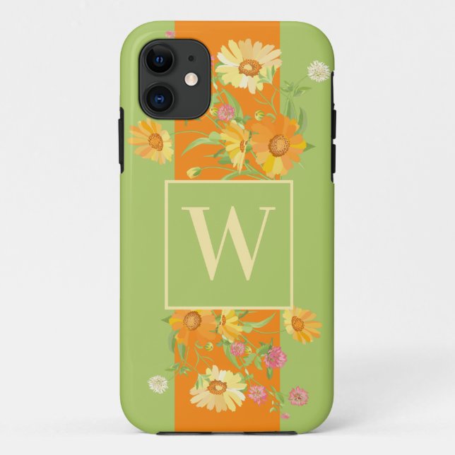 Custom Wildflower Green Floral Monogram Case-Mate iPhone Case (Back)