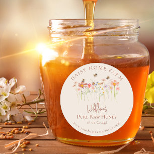 Custom Wildflower Honey Jar Bee Apiary Business  Classic Round Sticker