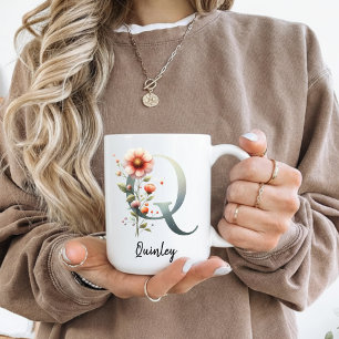 Custom Wildflower Initial Mug for Mum or Grandma