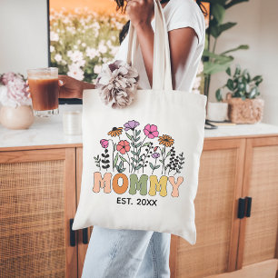 Custom Wildflower mummy tote bag, New mum floral Bag