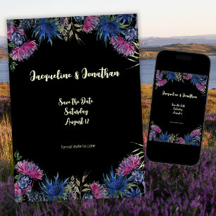 Custom Wildflower Scottish Thistles Save The Date Invitation