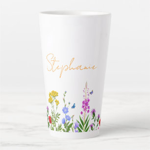 Custom Wildflower Stainless Steel Coffee Thermos Latte Mug