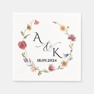 Custom Wildflower Wedding Napkins Personalized