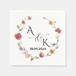Custom Wildflower Wedding Napkins Personalized