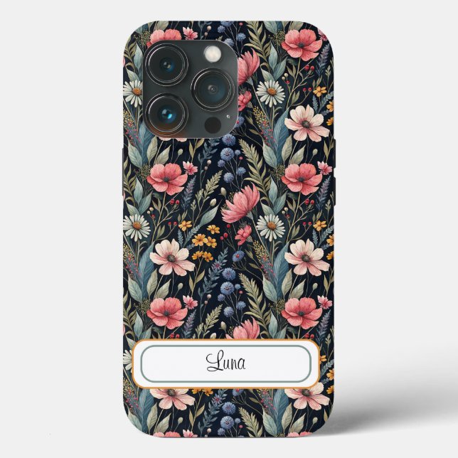 Custom Wildflowers Botanical Inspiration Black Case-Mate iPhone Case (Back)