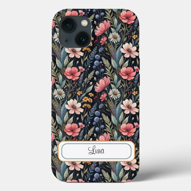 Custom Wildflowers Botanical Inspiration Black Case-Mate iPhone Case (Back)
