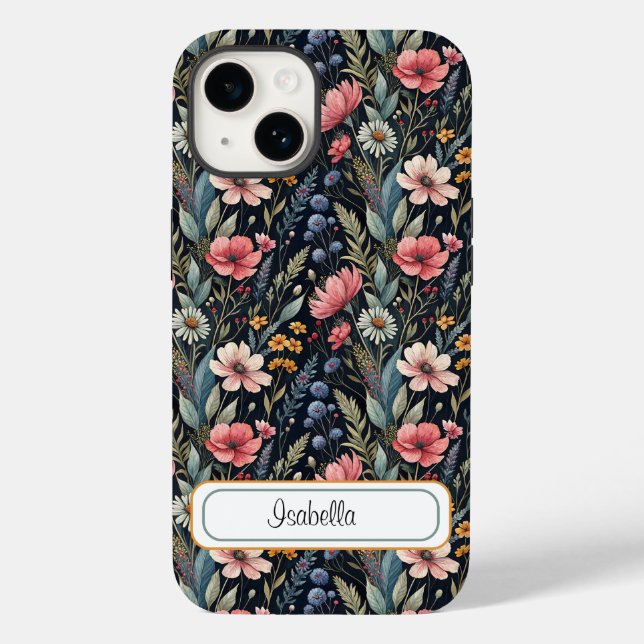 Custom Wildflowers Botanical Inspiration Black Case-Mate iPhone Case (Back)