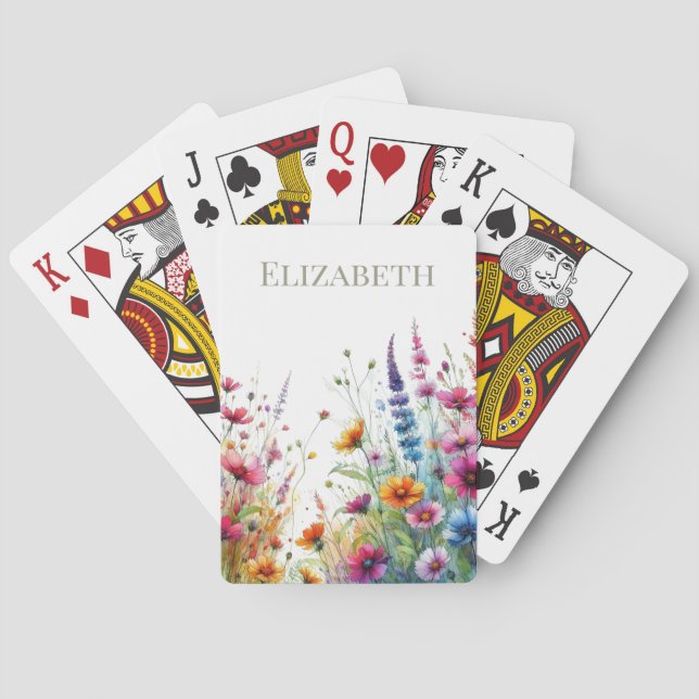Custom Wildflowers Personalised  Playing Cards (Back)