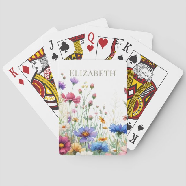 Custom Wildflowers Personalised  Playing Cards (Back)