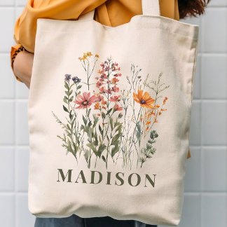 Custom wildflowers tote bag for mom bridesmaids