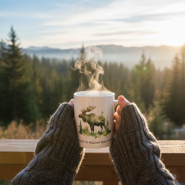 Custom Williams Family Lodge Watercolor Moose Coffee Mug (Creator Uploaded)