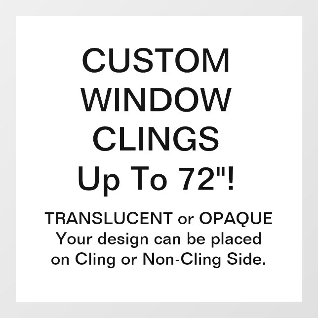 Custom Window Cling FULLY OPAQUE SHEET 4" x 4" (Sheet)