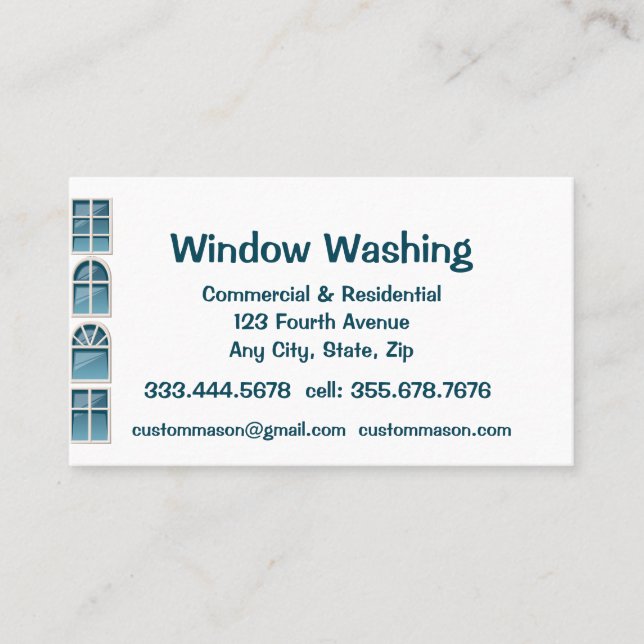 Custom Windows Washing Washer  Business Card (Front)