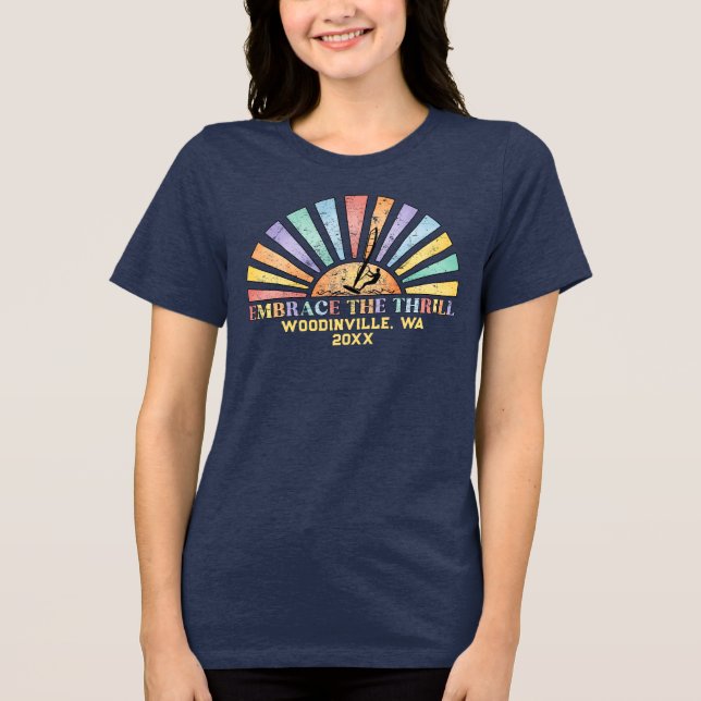 Custom Windsurfing Surfer Location Date Name Tri-Blend Shirt (Front)