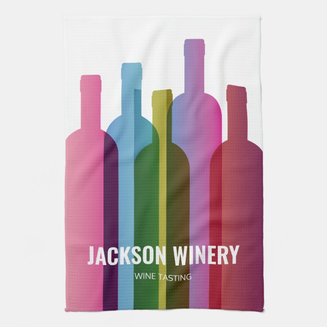 Custom Wine Bottles Modern Style Tea Towel (Vertical)